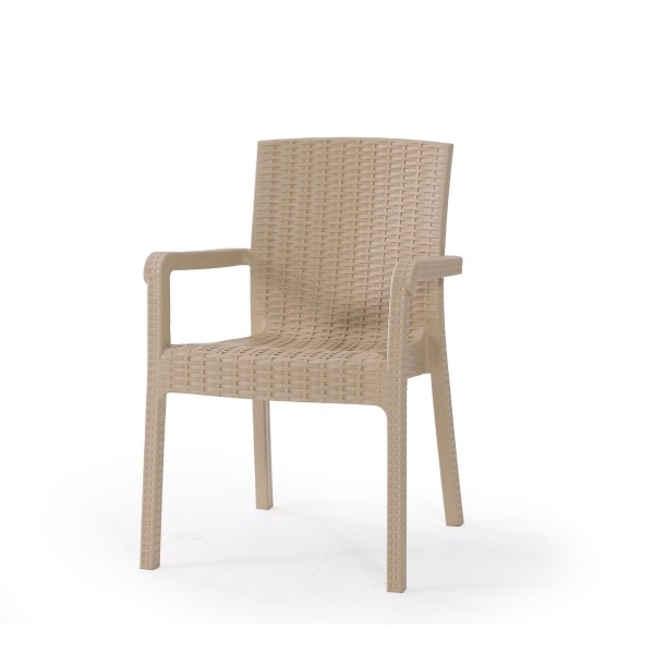 Πολυθρόνα ραταν καπουτσίνο στοιβαζομενη πολυπροπυλενίου επαγγελματική VECTOR 62x58x87εκ