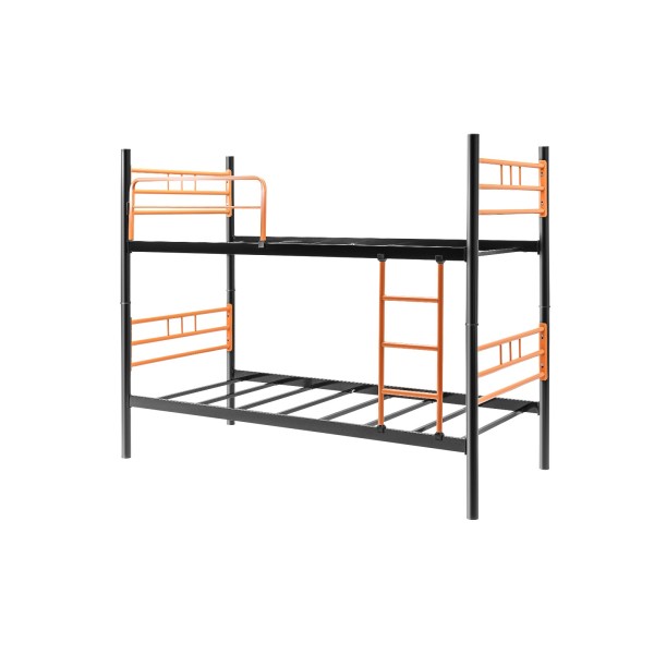 Κουκέτα κρεβάτι μεταλλική μαύρη με πορτοκαλί διαιρούμενη σε δυο μονά 90x190εκ