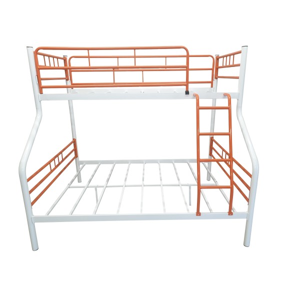 Κουκέτα με κρεβάτι διπλό 140X190 και μονό 90X190 μεταλλική σε λευκό με πορτοκαλί χρώμα 200x146x170εκ