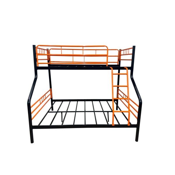 Κουκέτα με κρεβάτι διπλό 140X190 και μονό 90X190 μεταλλική σε μαύρο με πορτοκαλί χρώμα 200x146x170εκ