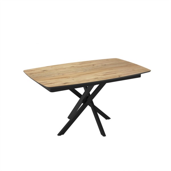 Τραπέζι επεκτεινόμενο φυσικό με μαύρο Filis από MDF με μεταλλικά πόδια 145+40x90x76εκ