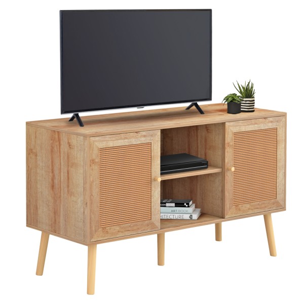 ΕΠΙΠΛΟ TV ΜΕΛΑΜΙΝΗΣ COLM ΜΕ ΠΟΡΤΕΣ RATTAN HM9223.11 ΣΕ ΧΡΩΜΑ ΦΥΣΙΚΟ 120x39x56,5Υεκ.