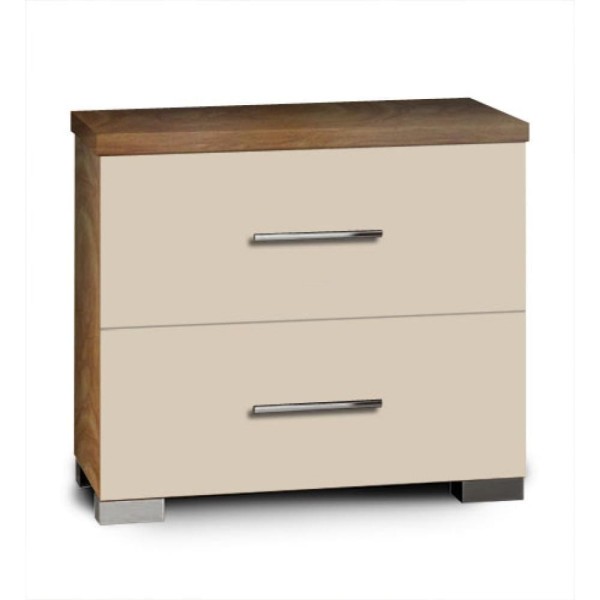 Κομοδίνο με 2 συρτάρια καρυδί - εκρού