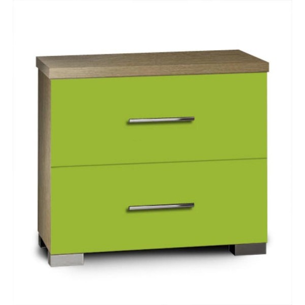 Κομοδίνο παιδικό με 2 συρτάρια δρυς-λαχανί