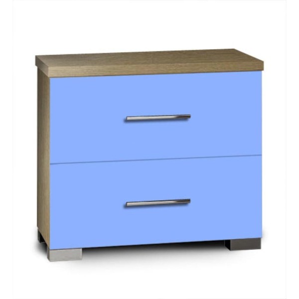 Κομοδίνο παιδικό με 2 συρτάρια δρυς-σιέλ