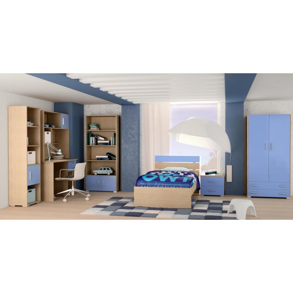 Σετ παιδικό δωμάτιο "Νότα" δρυς-σιέλ 90x190