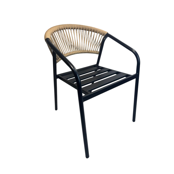 Πολυθρόνα ραταν μαύρη με μπεζ επαγγελματική Matiz-Μ μεταλλική με κάθισμα μεταλλικό SC-036Μ 53x62x75εκ