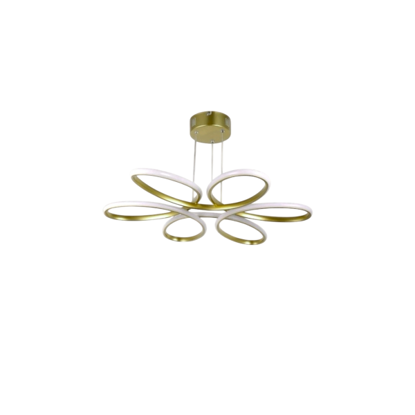 Φωτιστικό οροφής κρεμαστό LED PAPATYA 80 watt χρυσό ματ αλουμινίου με τρείς επιλογές χρώματος φωτισμού Φ60x80εκ