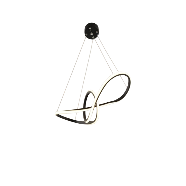 Φωτιστικό οροφής κρεμαστό LED PAPYON 80 watt μαύρο αλουμινίου με τρείς επιλογές χρώματος φωτισμού 73x20x80εκ.