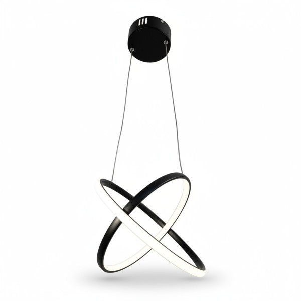 Φωτιστικό οροφής κρεμαστό LED VENUS 80 watt μαύρο αλουμινίου με τρείς επιλογές χρώματος φωτισμού 35x35x80εκ.