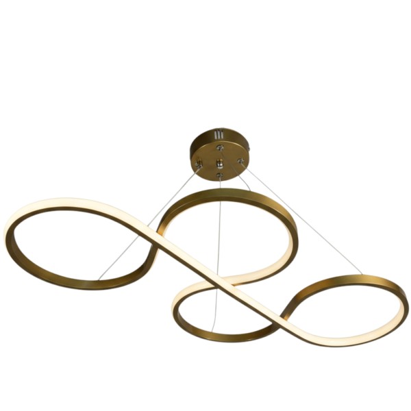 Φωτιστικό οροφής κρεμαστό LED Nota 80 watt χρυσό ματ αλουμινίου με τρείς επιλογές χρώματος φωτισμού 65x35x80εκ.