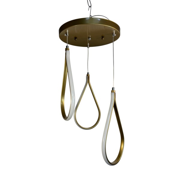 Φωτιστικό οροφής κρεμαστό LED 3φωτο ΔΑΚΡΥ 80 watt χρυσό ματ αλουμινίου με τρείς επιλογές χρώματος φωτισμού 65x35x80εκ