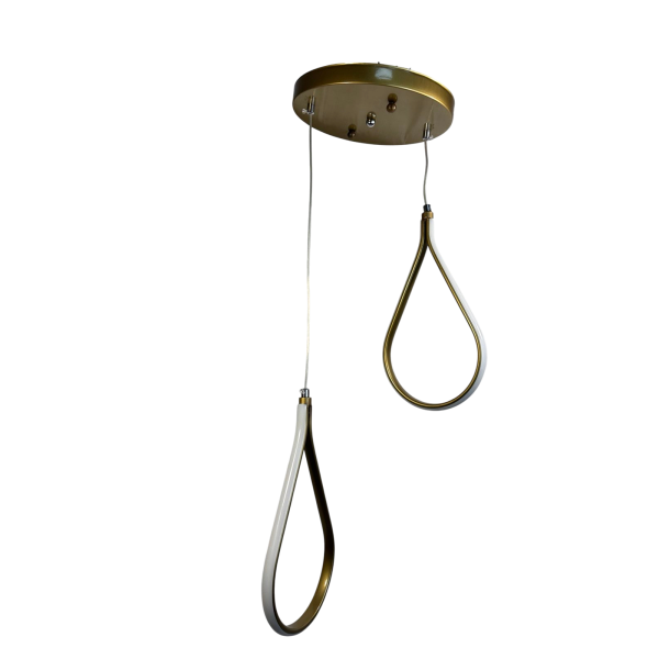 Φωτιστικό οροφής κρεμαστό LED 2φωτο ΔΑΚΡΥ 80 watt χρυσό ματ αλουμινίου με τρείς επιλογές χρώματος φωτισμού Φ25x80εκ