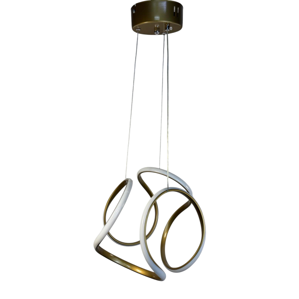 Φωτιστικό οροφής κρεμαστό LED DRONE 80 watt χρυσό ματ αλουμινίου με τρείς επιλογές χρώματος φωτισμού 30x30x80εκ