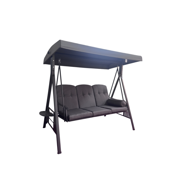 Κούνια 3θεσια γκρι βαρέως τύπου με σκίαστρο μεταλλική MAIRY 205x118x186εκ