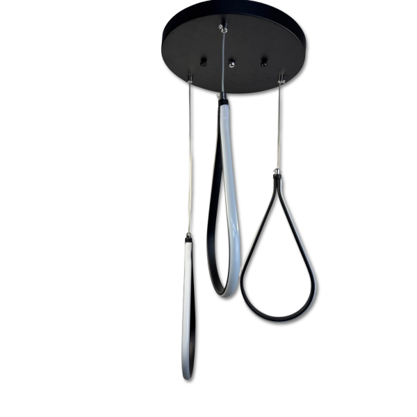 Φωτιστικό οροφής κρεμαστό LED 3φωτο ΔΑΚΡΥ 80 watt μαύρο αλουμινίου με τρείς επιλογές χρώματος φωτισμού Φ30x80εκ