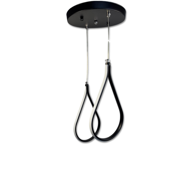 Φωτιστικό οροφής κρεμαστό LED 2φωτο ΔΑΚΡΥ 80 watt μαύρο αλουμινίου με τρείς επιλογές χρώματος φωτισμού Φ25x80εκ