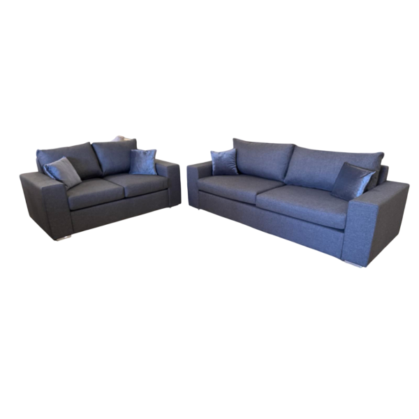 Καναπές 3θεσιος και 2θεσιος με αποσπώμενα μαξιλάρια γκρι ύφασμα και ξύλινο σκελετό Ελληνικής κατασκευής 220x90x80εκ