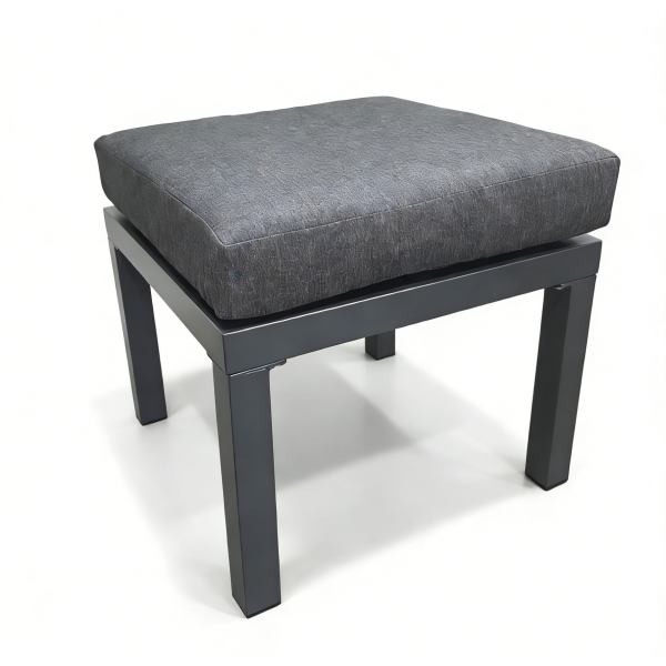 Σκαμπό αλουμινίου γκρι με μαξιλάρι αδιάβροχο BRANDON βοηθητικό για σαλόνια εξωτερικού χώρου  45x45x42εκ