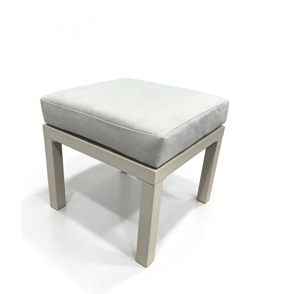 Σκαμπό αλουμινίου μπεζ κρεμ με μαξιλάρι αδιάβροχο BRANDON βοηθητικό για σαλόνια εξωτερικού χώρου 45x45x42εκ