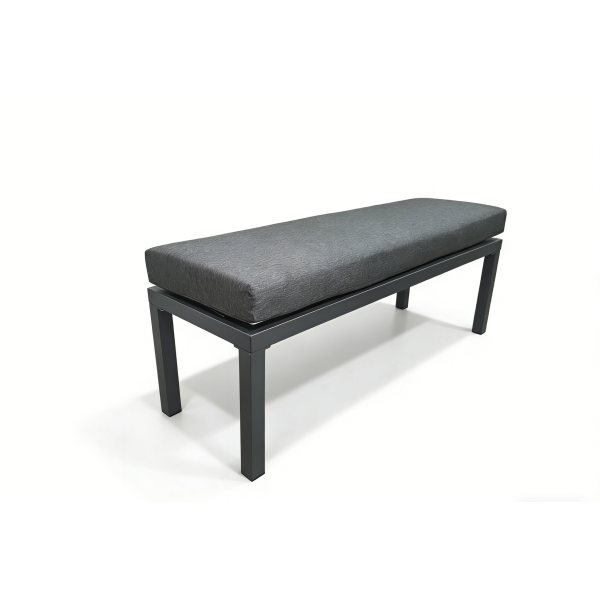 Σκαμπό διθέσιο αλουμινίου γκρι με μαξιλάρι αδιάβροχο BRANDON-L βοηθητικό για σαλόνια εξωτερικού χώρου  120x40x46εκ