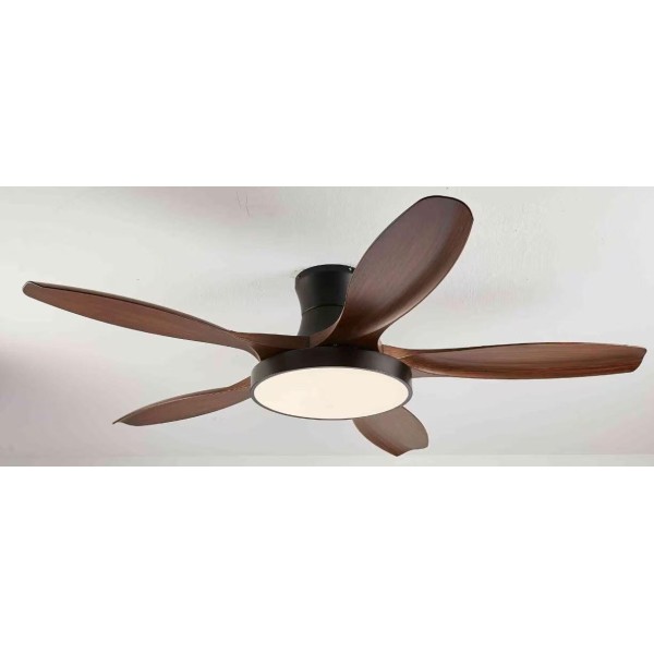 Ανεμιστήρας Οροφής LED 132cm F610  με Τηλεχειριστήριο Φωτισμό LED 3 Χρωμάτων, ABS & Μέταλλο Καφέ Ξύλου