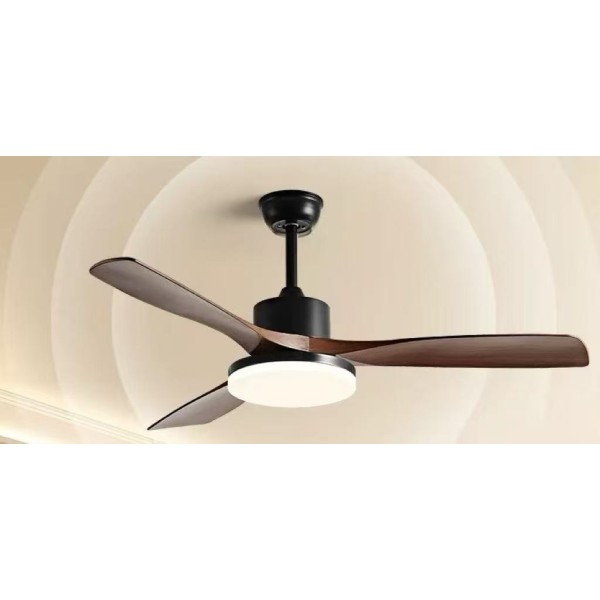 Ανεμιστήρας Οροφής LED 132cm F7788ABS με Τηλεχειριστήριο, 3 Πτερύγια ABS, Φωτισμό LED 3 Χρωμάτων Μαύρο/Καφέ Ξύλου 40 WATT