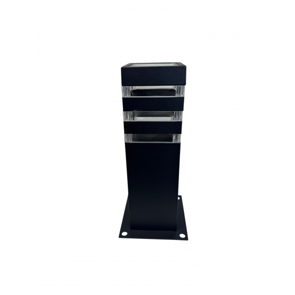 Φωτιστικό Κολωνάκι Κήπου E27 YB-H9307/30CM Μαύρο Anthracite Αλουμινίου με Γυαλί & Plexiglass 13x13x32cm