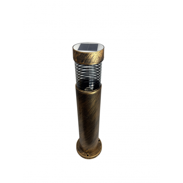 Ηλιακό Φωτιστικό Κολωνάκι Κήπου B-H14217/60CM BK SOLAR + E27 Φ15x60cm Χρυσό Μπρονζέ – Διπλής Λειτουργίας Solar & Ρεύματος